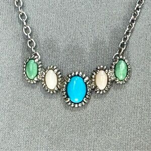 Relios Carolyn Pollack Sterling Silver Turquoise Cluster Necklace